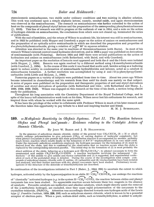 189. α-Methylenic reactivity in olefinic systems. Part II. The reaction between olefins and phenyl isocyanate : evidence relating to the catalytic action of stannic chloride