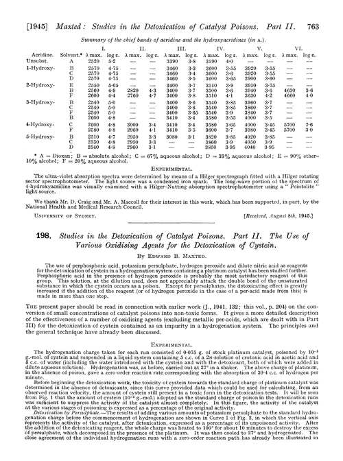 198. Studies in the detoxication of catalyst poisons. Part II. The use of various oxidising agents for the detoxication of cystein