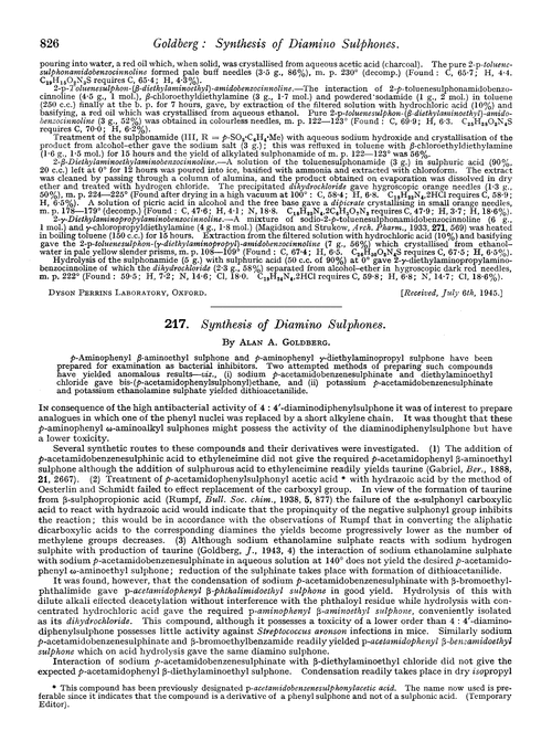 217. Synthesis of diamino sulphones