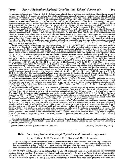 226. Some sulphanilamidophenyl cyanides and related compounds
