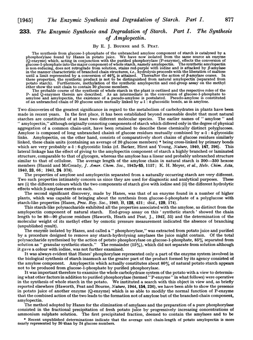 233. The enzymic synthesis and degradation of starch. Part I. The synthesis of amylopectin