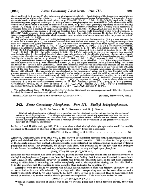 242. Esters containing phosphorus. Part III. Dialkyl iodophosphonates