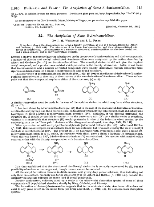 32. The acetylation of some 5-aminoacridines