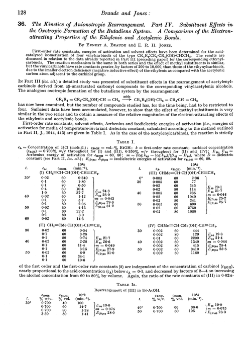 36. The kinetics of anionotropic rearrangement. Part IV. Substituent effects in the oxotropic formation of the butadiene system. A comparison of the electronattracting properties of the ethylenic and acetylenic bonds