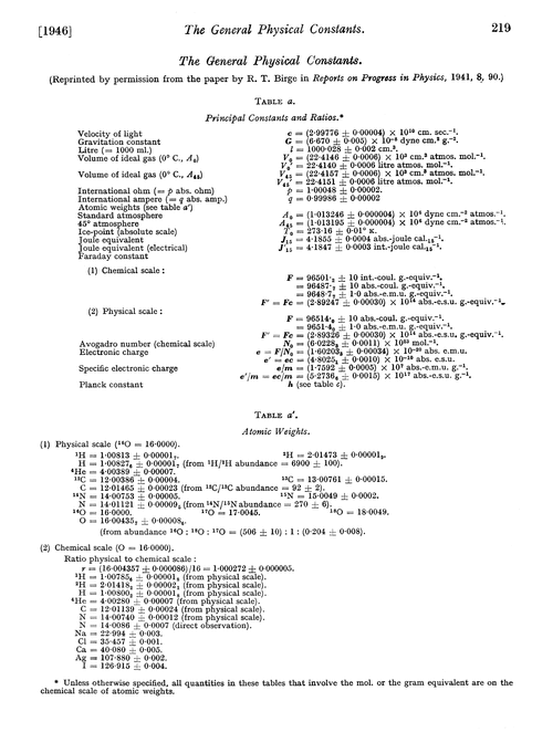 The general physical constants