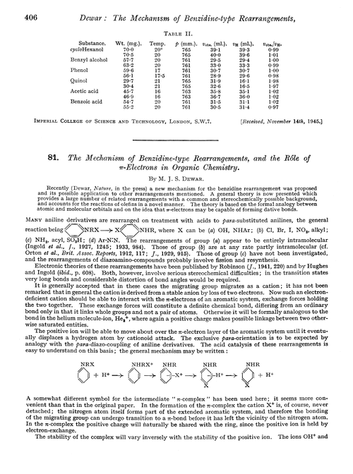 81. The mechanism of benzidine-type rearrangements, and the rôle of π-electrons in organic chemistry