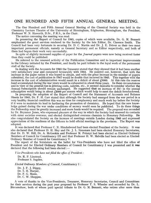 One Hundred and Fifth Annual General Meeting