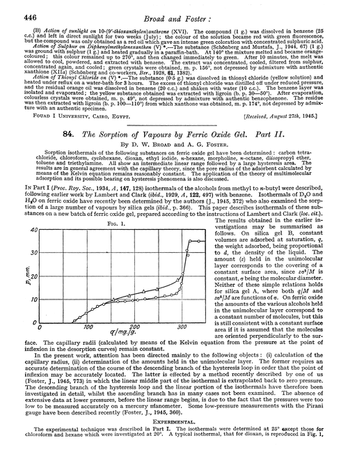 84. The sorption of vapours by ferric oxide gel. Part II