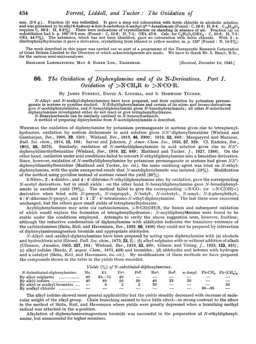 86. The oxidation of diphenylamine and of its N-derivatives. Part I. Oxidation of >N·CH2R to >N·CO·R