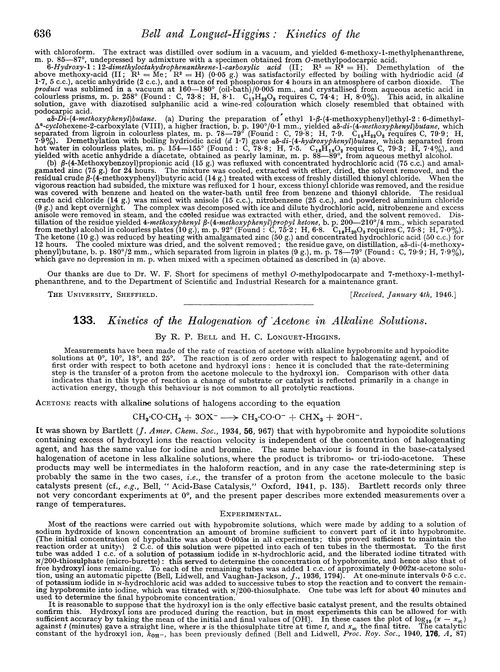 133. Kinetics of the halogenation of acetone in alkaline solutions