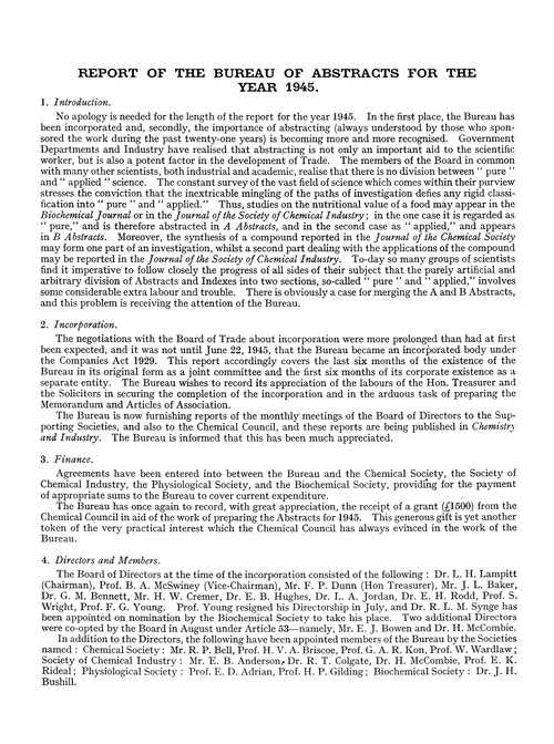 Report of the Bureau of Abstracts for the year 1945