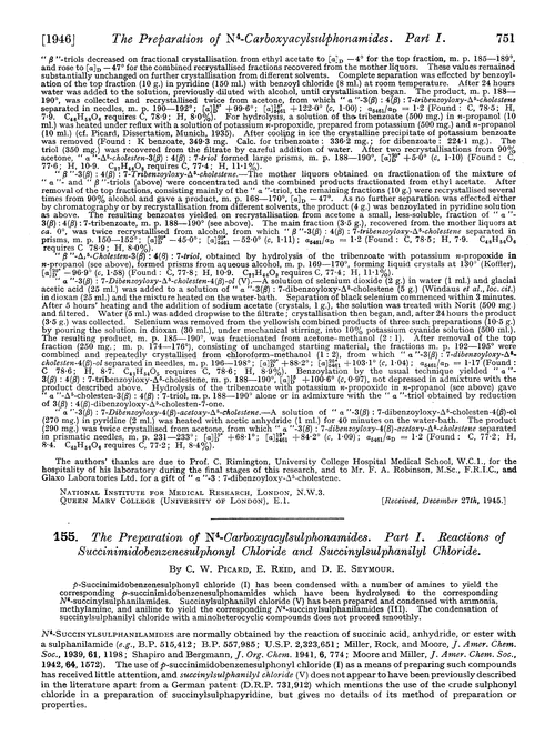 155. The preparation of N4-carboxyacylsulphonamides. Part I. Reactions of succinimidobenzenesulphonyl chloride and succinylsulphanilyl chloride
