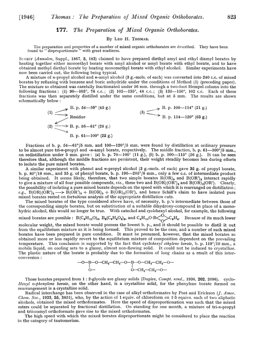 177. The preparation of mixed organic orthoborates