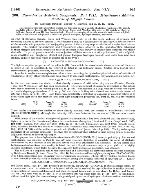 206. Researches on acetylenic compounds. Part VIII. Miscellaneous addition reactions of ethynyl ketones