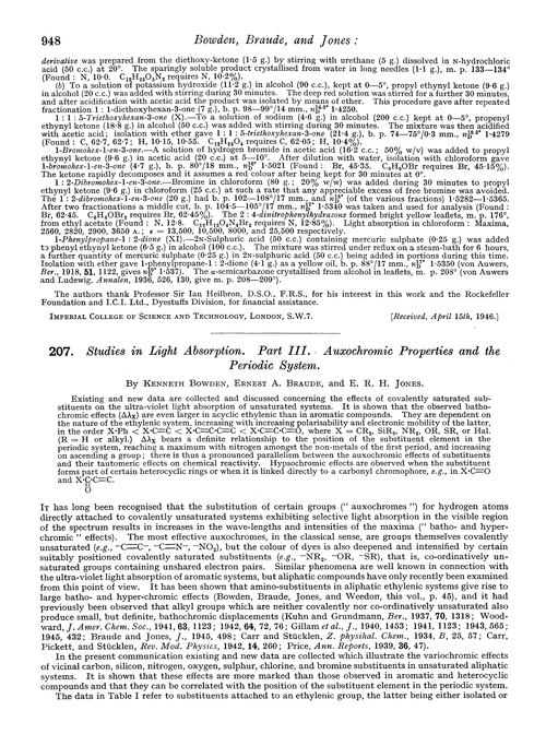 207. Studies in light absorption. Part III. Auxochromic properties and the periodic system