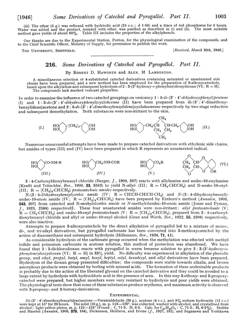 216. Some derivatives of catechol and pyrogallol. Part II