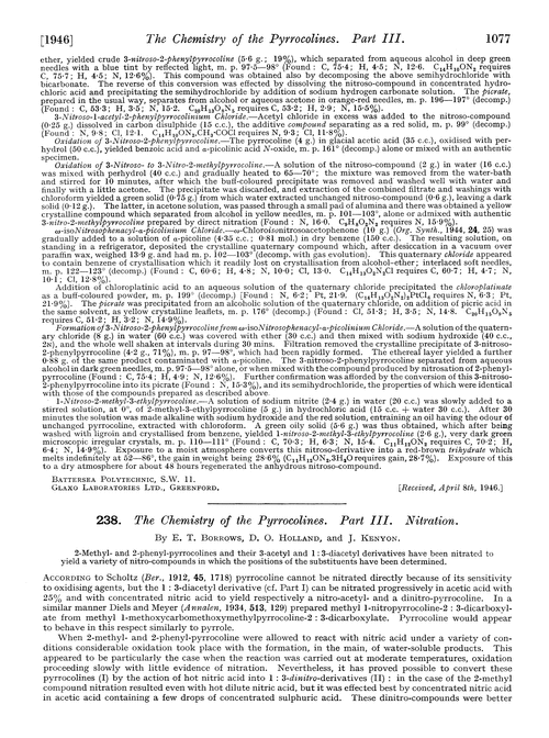 238. The chemistry of the pyrrocolines. Part III. Nitration