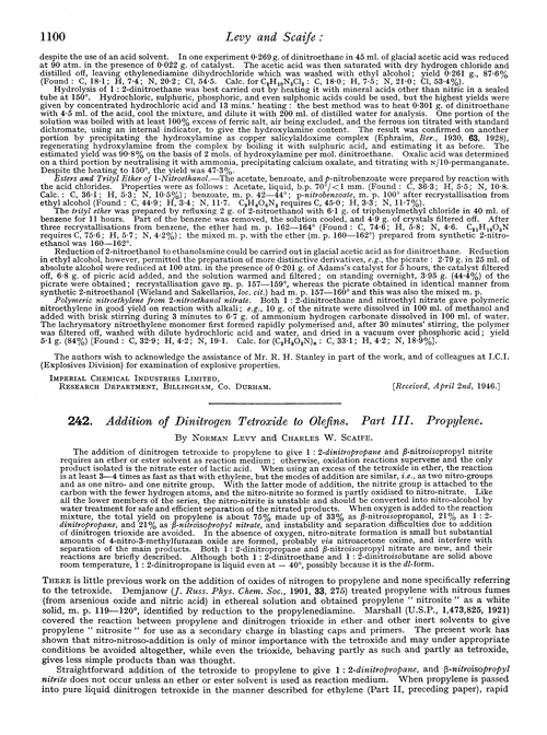 242. Addition of dinitrogen tetroxide to olefins. Part III. Propylene