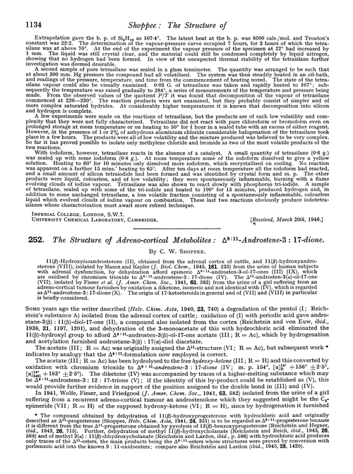 252. The structure of adreno-cortical metabolites: Δ9 : 11-androstene-3 : 17-dione