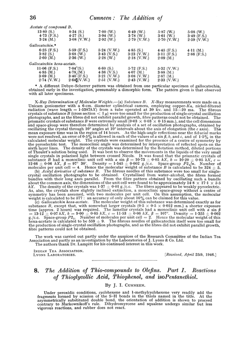 8. The addition of thio-compounds to olefins. Part I. Reactions of thioglycollic acid, thiophenol, and isopentanethiol