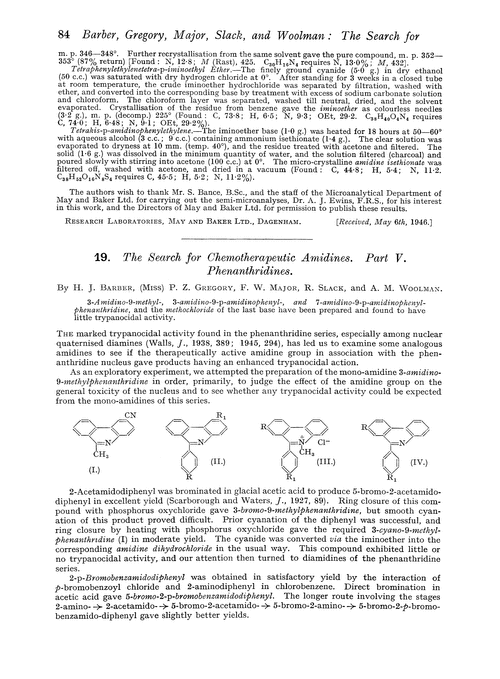 19. The search for chemotherapeutic amidines. Part V. Phenanthridines