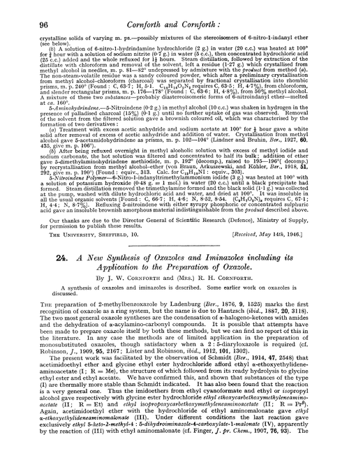 24. A new synthesis of oxazoles and iminazoles including its application to the preparation of oxazole