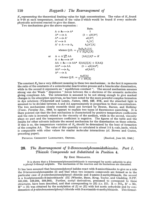 28. The rearrangement of 2-benzenesulphenamidothiazoles. Part I. Thiazole compounds not substituted in position 4