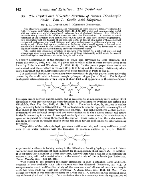 36. The crystal and molecular structure of certain dicarboxylic acids. Part I. Oxalic acid dihydrate