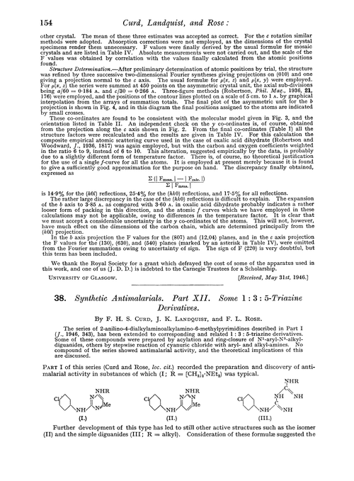 38. Synthetic antimalarials. Part XII. Some 1 : 3 : 5-triazine derivatives