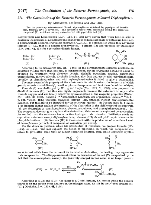 43. The constitution of the dimeric permanganate-coloured diphenylketen