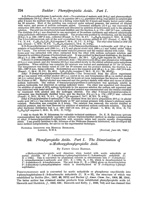 52. Phenylpropiolic acids. Part I. The dimerisation of o-methoxyphenylpropiolic acid
