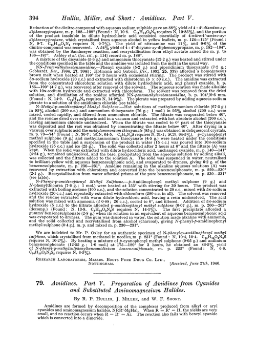 79. Amidines. Part V. Preparation of amidines from cyanides and substituted aminomagnesium halides
