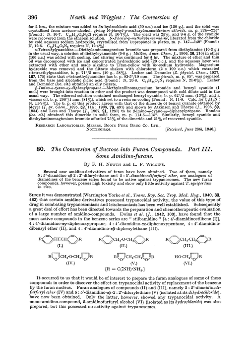 80. The conversion of sucrose into furan compounds. Part III. Some amidino-furans