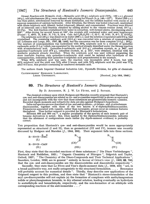 89. The structures of Hantzsch's isomeric diazocyanides