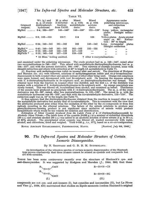 90. The infra-red spectra and molecular structure of certain isomeric diazocyanides