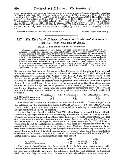 117. The kinetics of halogen addition to unsaturated compounds. Part XI. The halogeno-ethylenes