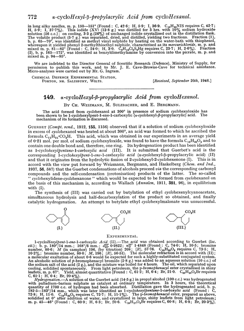 149. α-cycloHexyl-β-propylacrylic acid from cyclohexanol