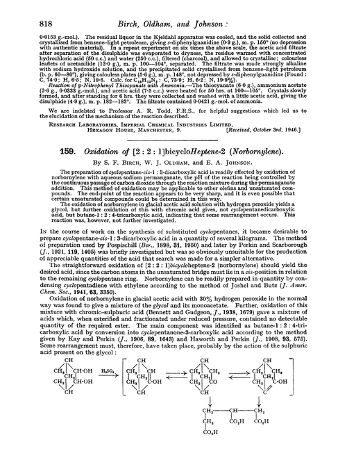 159. Oxidation of [2 : 2 : 1]bicycloheptene-2 (norbornylene)