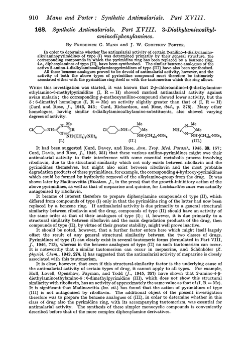 168. Synthetic antimalarials. Part XVIII. 3-Dialkylaminoalkylaminodiphenylamines