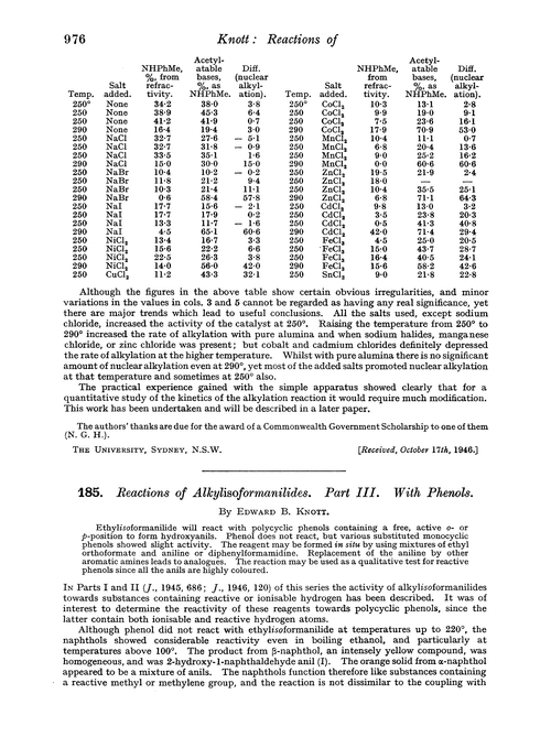 185. Reactions of alkylisoformanilides. Part III. With phenols