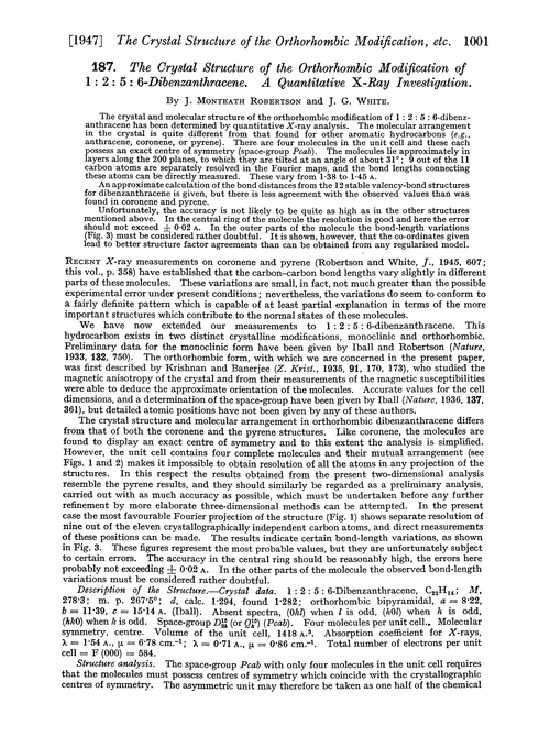 187. The crystal structure of the orthorhombic modification of 1 : 2 : 5 : 6-dibenzanthracene. A quantitative X-ray investigation