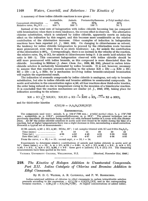 218. The kinetics of halogen addition to unsaturated compounds. Part XII. Iodine catalysis of chlorine and bromine addition to ethyl cinnamate