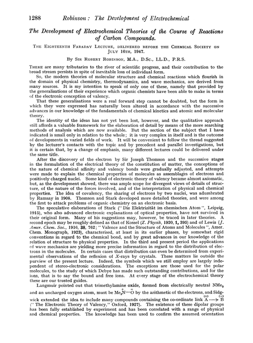 The development of electrochemical theories of the course of reactions of carbon compounds