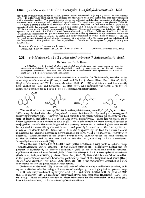 252. γ-6-Methoxy-1 : 2 : 3 : 4-tetrahydro-1-naphthylidenecrotonic acid