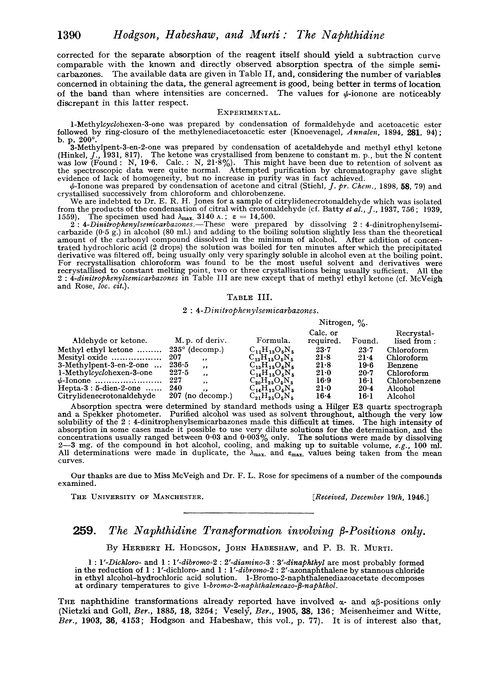 259. The naphthidine transformation involving β-positions only