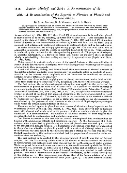 268. A re-examination of the reported m-nitration of phenols and phenolic ethers