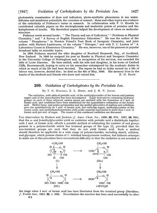 269. Oxidation of carbohydrates by the periodate ion