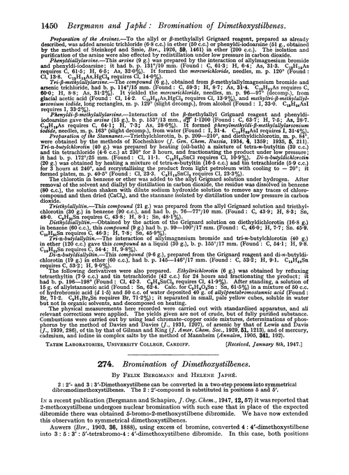 274. Bromination of dimethoxystilbenes