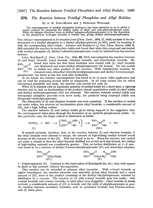 278. The reaction between trialkyl phosphites and alkyl halides