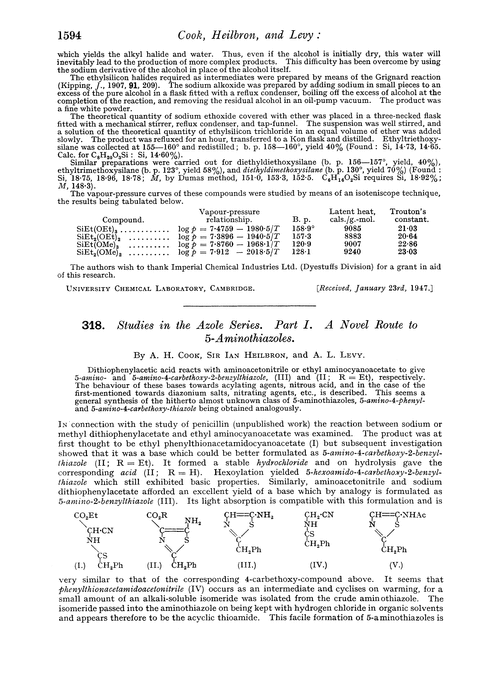 318. Studies in the azole series. Part I. A novel route to 5-aminothiazoles